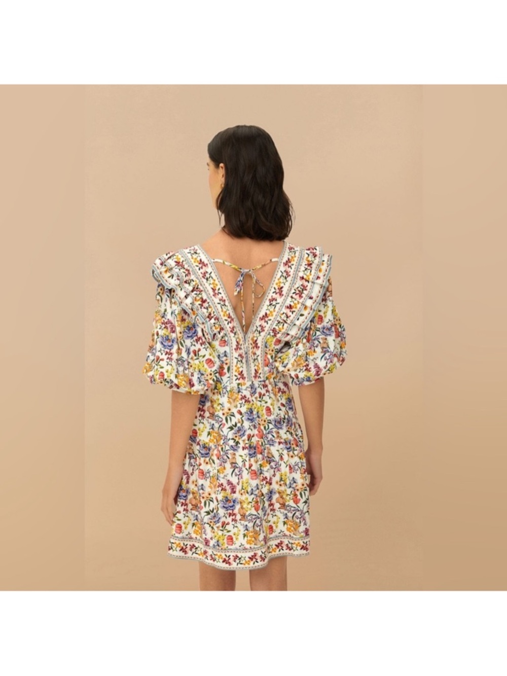 ‼️NEW Farm Rio Off-White Greek Garden Lenzing™ Ecovero™ Floral Mini Dress - Picture 3 of 14